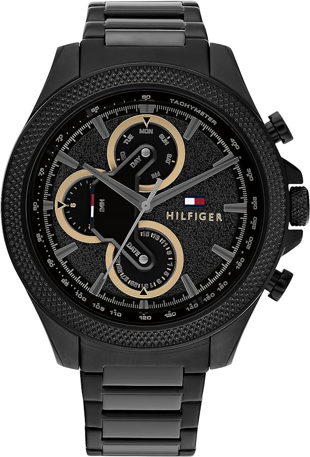  Shop Authentic Tommy Hilfiger Clark Chronograph Black Dial Black Steel Strap Watch For Men - 1792081 - Luxxuri