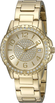  Shop Authentic Guess Sassy Analog Quartz Gold Dial Gold Steel Strap Watch For Women - W0705L2 - Luxxuri