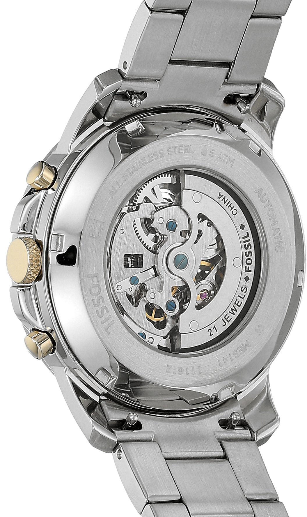  Shop Authentic Fossil Grant Sport Automatic Skeleton Blue Dial Two Tone Steel Strap Watch for Men - ME3141 - Luxxuri