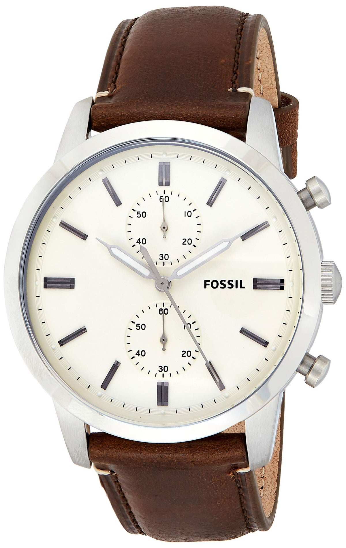 Shop Authentic Fossil Townsman Chronograph White Dial Brown Leather Strap Watch for Men - FS5350 - Luxxuri