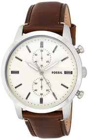  Shop Authentic Fossil Townsman Chronograph White Dial Brown Leather Strap Watch for Men - FS5350 - Luxxuri