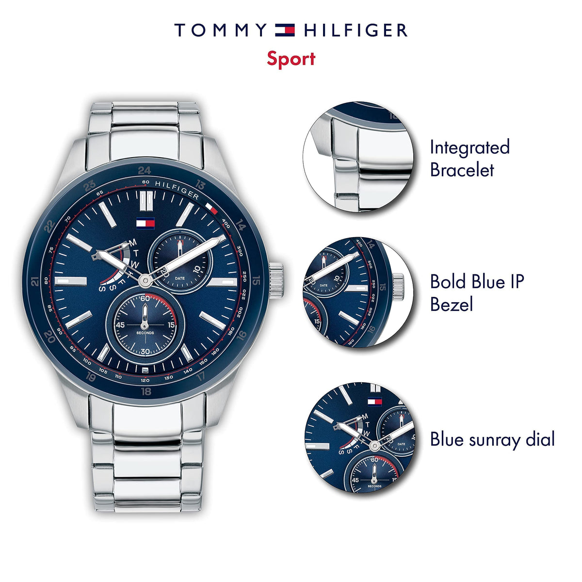  Shop Authentic Tommy Hilfiger Austin Blue Dial Silver Steel Strap Watch for Men - 1791640 - Luxxuri