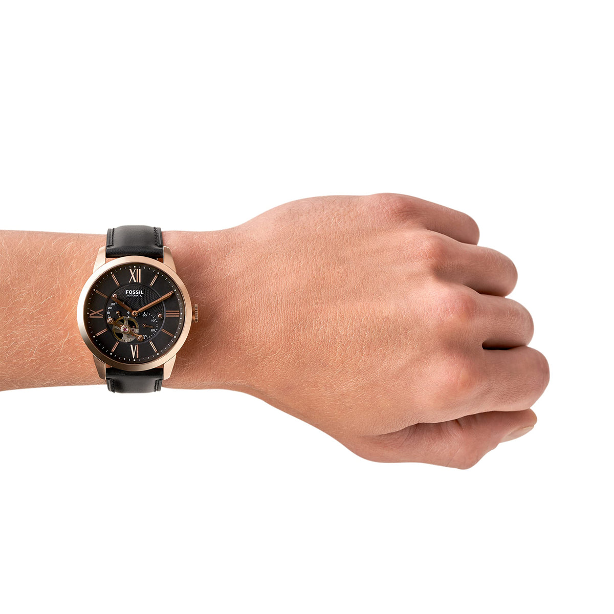 Shop Authentic Fossil Townsman Automatic Black Dial Black Leather Strap Watch for Men - ME3170 - Luxxuri