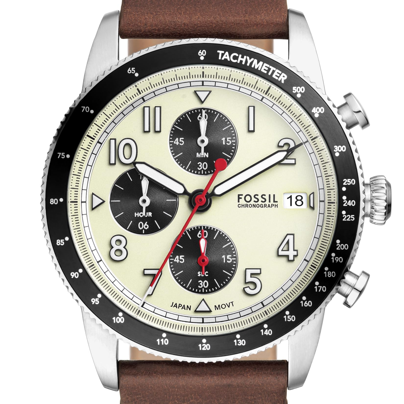  Shop Authentic Fossil Sport Tourer Chronograph White Dial Brown Leather Strap Watch for Men - FS6042 - Luxxuri