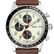  Shop Authentic Fossil Sport Tourer Chronograph White Dial Brown Leather Strap Watch for Men - FS6042 - Luxxuri