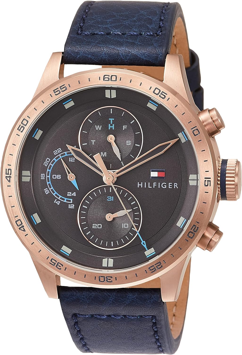  Shop Authentic Tommy Hilfiger Trent Chronograph Grey Dial Black Leather Strap Watch For Men - 1791808 - Luxxuri