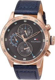  Shop Authentic Tommy Hilfiger Trent Chronograph Grey Dial Black Leather Strap Watch For Men - 1791808 - Luxxuri