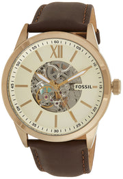  Shop Authentic Fossil Flynn Mechanical Skeleton Beige Dial Brown Leather Strap Watch for Men - BQ2215 - Luxxuri