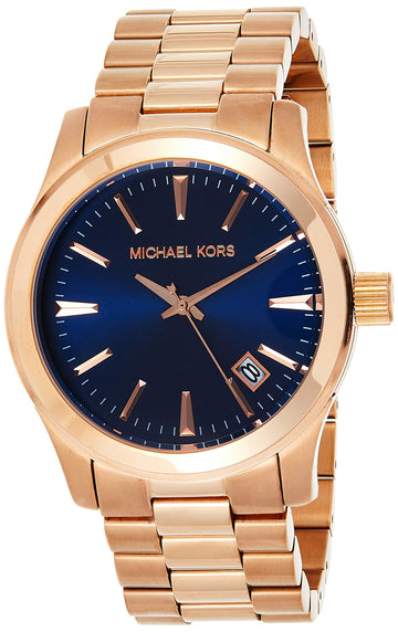  Shop Authentic Michael Kors Runway Blue Dial Rose Gold Stainless Steel Strap Watch for Women - MK7065 - Luxxuri