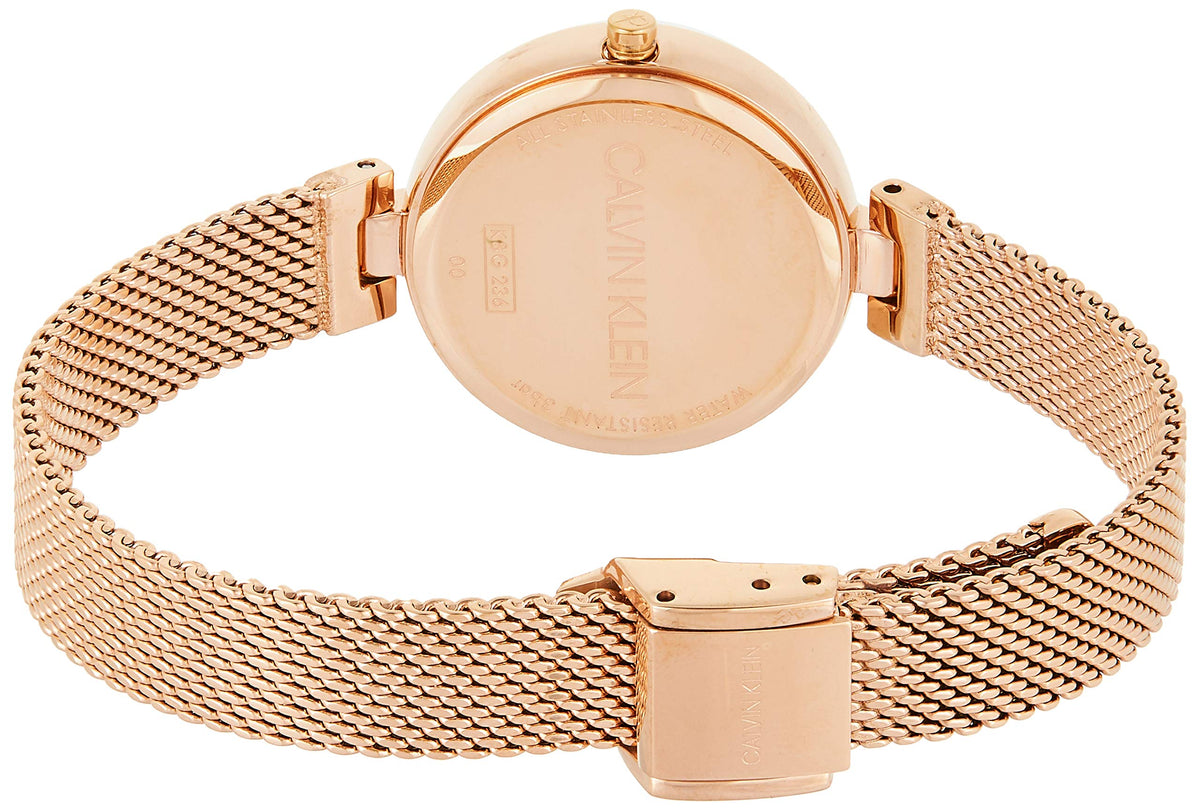  Shop Authentic Calvin Klein Authentic Silver Dial Rose Gold Mesh Bracelet Watch for Women - K8G23626 - Luxxuri
