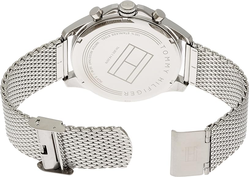  Shop Authentic Tommy Hilfiger Dean Chronograph White Dial Silver Mesh Bracelet Watch for Men - 1791277 - Luxxuri