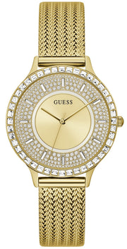  Shop Authentic Guess Soiree Diamonds Gold Dial Gold Mesh Bracelet Watch for Women - GW0402L2 - Luxxuri