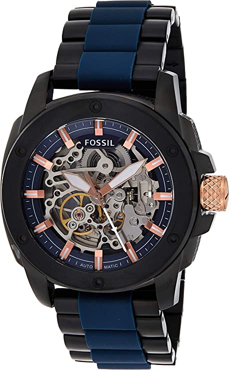  Shop Authentic Fossil Modern Machine Automatic Skeleton Blue Dial Two Tone Steel Strap Watch for Men - ME3133 - Luxxuri