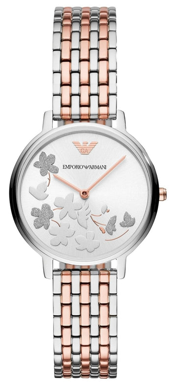  Shop Authentic Emporio Armani Silver Sunray Dial Two Tone Steel Strap Watch For Women - AR11113 - Luxxuri