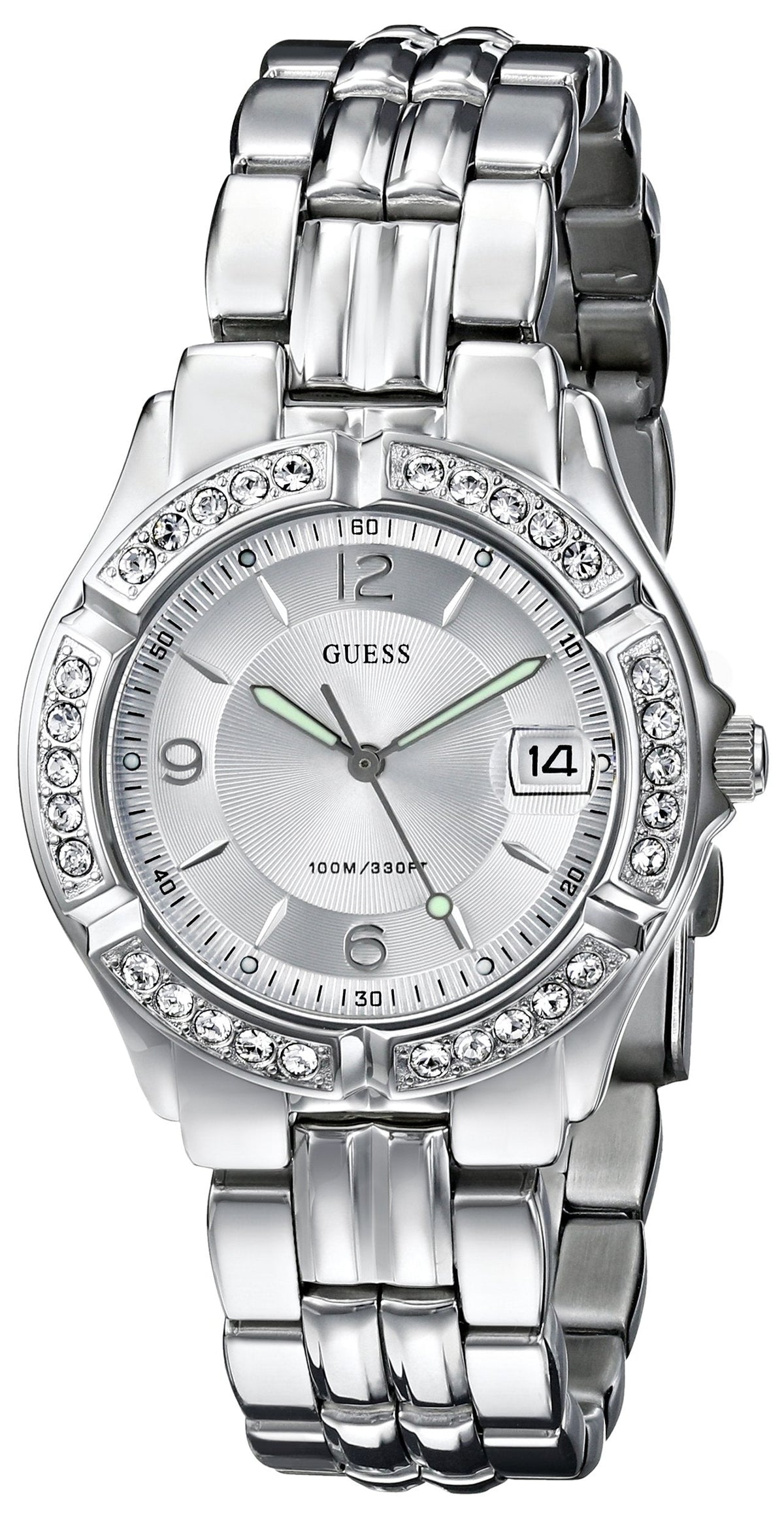  Shop Authentic Guess Water Pro Diamonds Silver Dial Silver Steel Strap Watch For Women - G75511M - Luxxuri