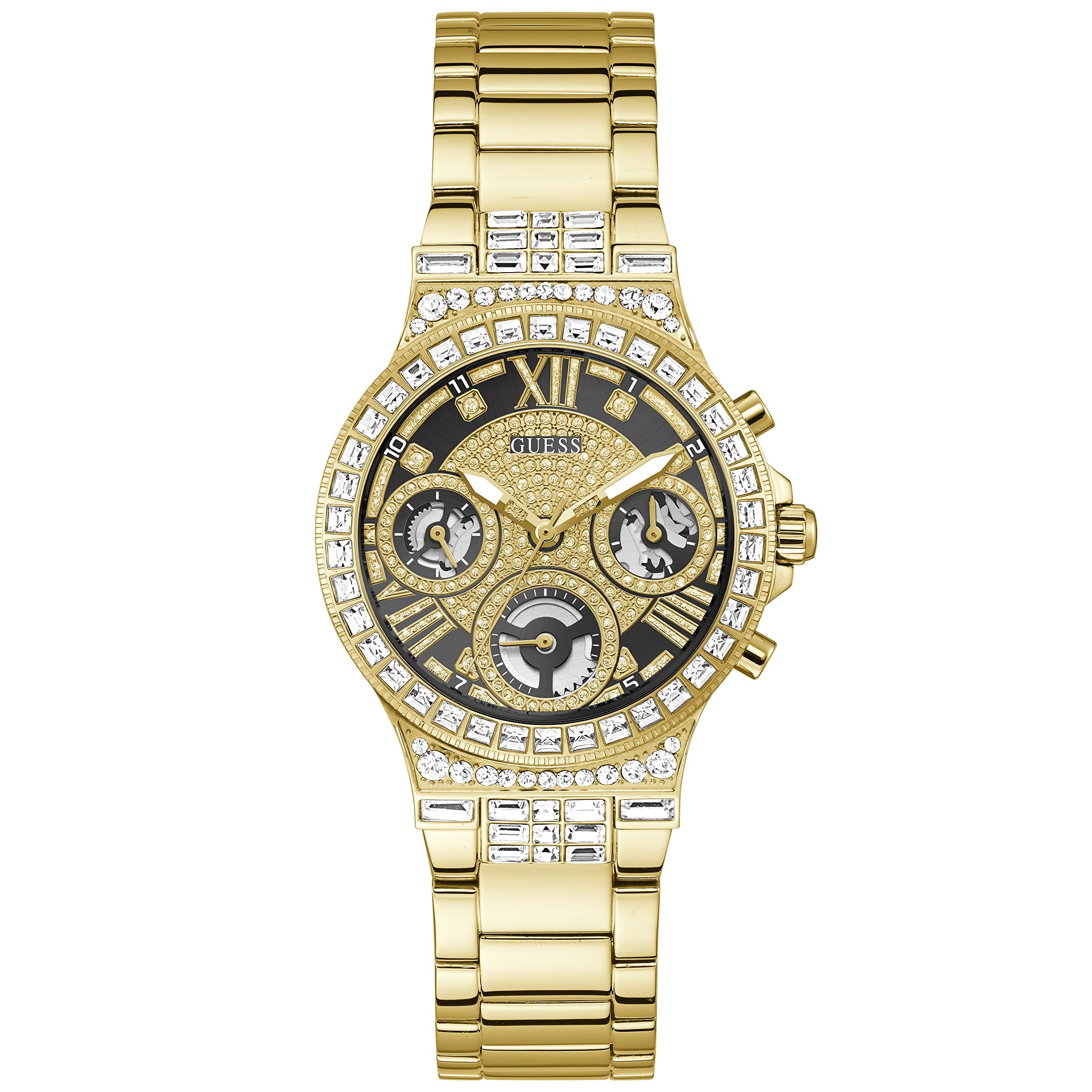  Shop Authentic Guess Moonlight Diamonds Gold Dial Gold Steel Strap Watch for Women - GW0320L5 - Luxxuri