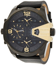  Shop Authentic Diesel Uber Chief Two Hand Black Dial Black Leather Strap Watch For Men - DZ7377 - Luxxuri