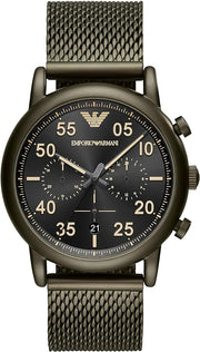  Shop Authentic Emporio Armani Luigi Quartz Chronograph Black Dial Green Mesh Bracelet Watch For Men - AR11115 - Luxxuri