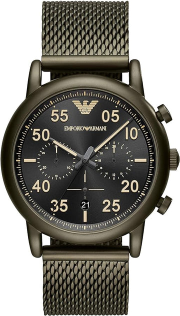  Shop Authentic Emporio Armani Luigi Quartz Chronograph Black Dial Green Mesh Bracelet Watch For Men - AR11115 - Luxxuri