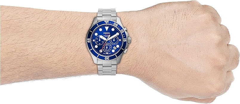  Shop Authentic Fossil FB-03 Chronograph Blue Dial Silver Steel Strap Watch for Men - FS5724 - Luxxuri