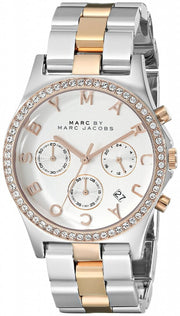  Shop Authentic Marc Jacobs Henry Chronograph Silver Dial Two Tone Steel Strap Watch for Women - MBM3106 - Luxxuri