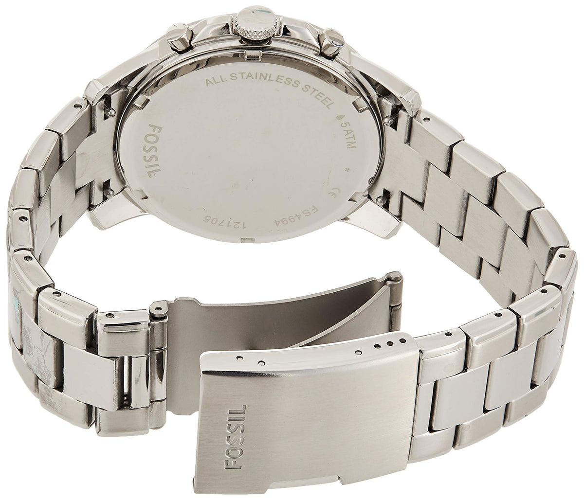  Shop Authentic Fossil Grant Chronograph Black Dial Silver Steel Strap Watch for Men - FS4994 - Luxxuri