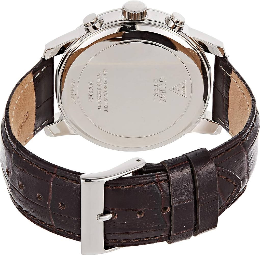  Shop Authentic Guess Horizon Chronograph White Dial Brown Leather Strap Watch For Men - W0380G2 - Luxxuri