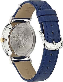  Shop Authentic Versace V-Twist Quartz Blue Dial Blue Leather Strap Watch for Women - VELS00119 - Luxxuri