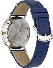  Shop Authentic Versace V-Twist Quartz Blue Dial Blue Leather Strap Watch for Women - VELS00119 - Luxxuri