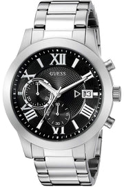  Shop Authentic Guess Atlas Chronograph Black Dial Silver Steel Strap Watch For Men - W0668G3 - Luxxuri
