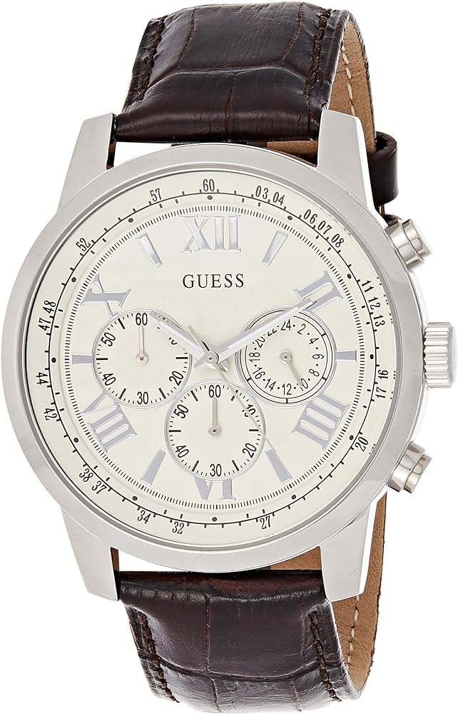  Shop Authentic Guess Horizon Chronograph White Dial Brown Leather Strap Watch For Men - W0380G2 - Luxxuri