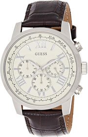 Shop Authentic Guess Horizon Chronograph White Dial Brown Leather Strap Watch For Men - W0380G2 - Luxxuri