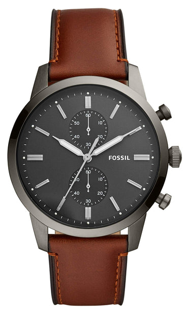  Shop Authentic Fossil Townsman Chronograph Gray Dial Brown Leather Strap Watch for Men - FS5522 - Luxxuri
