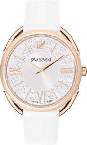  Shop Authentic Swarovski Crystalline Glam Silver Dial White Leather Strap Watch for Women - 5452459 - Luxxuri