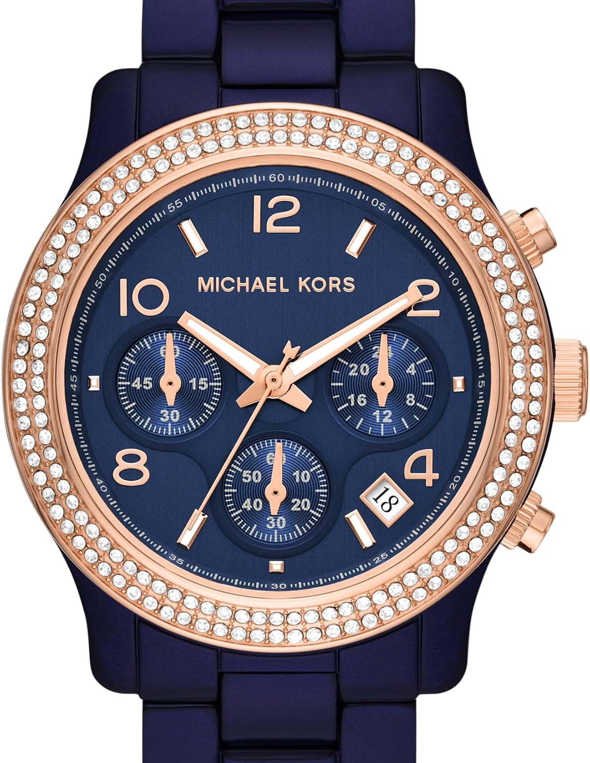  Shop Authentic Michael Kors Runway Chronograph Blue Dial Blue Steel Strap Watch for Women - MK7423 - Luxxuri