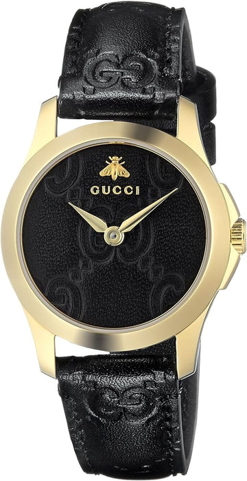  Shop Authentic Gucci G Timeless Quartz Black Dial Black Leather Strap Watch For Women - YA126581A - Luxxuri