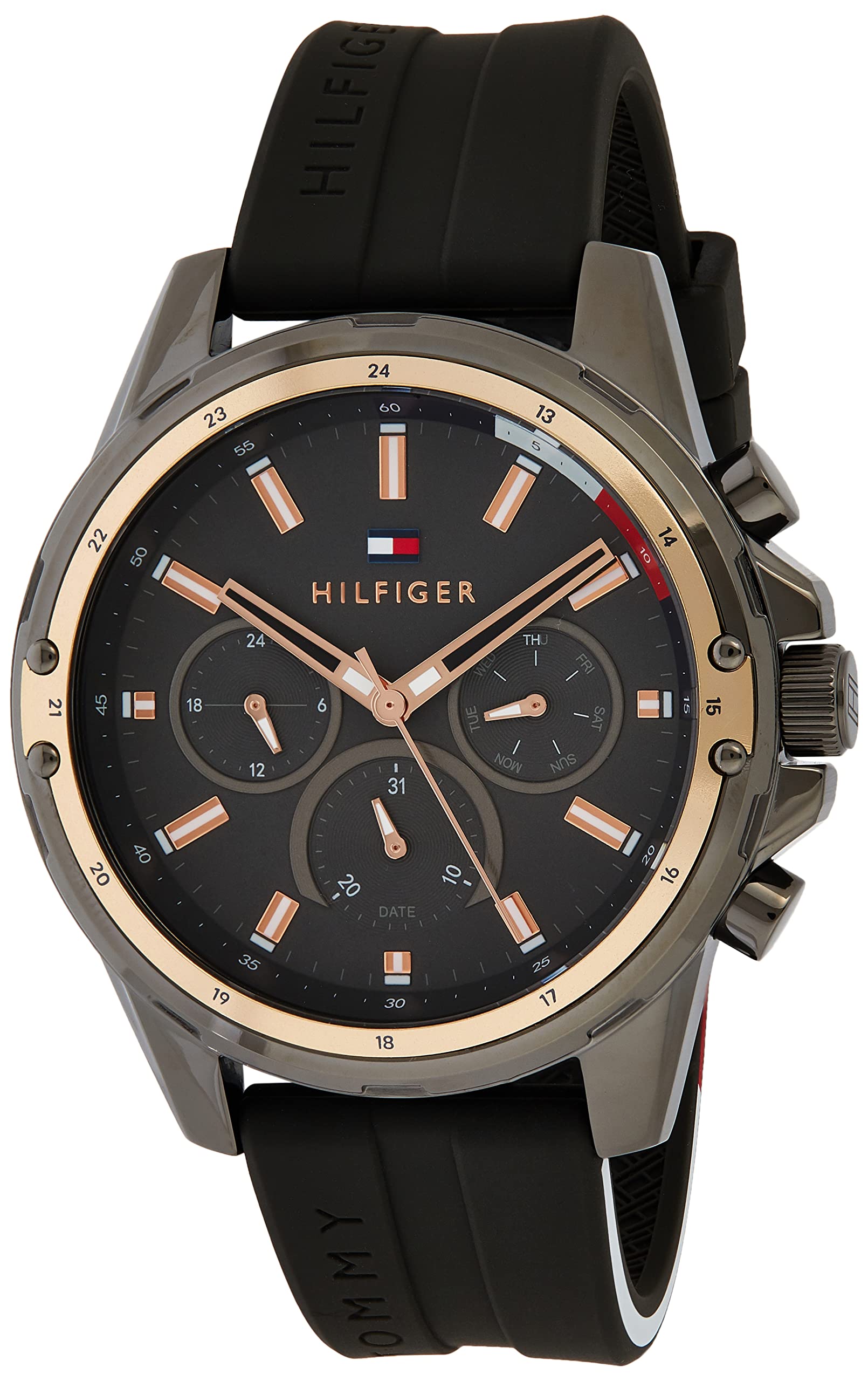  Shop Authentic Tommy Hilfiger Mason Black Dial Black Rubber Strap Watch for Men - 1791792 - Luxxuri
