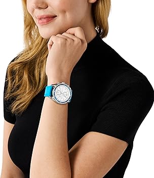  Shop Authentic Michael Kors Hadyn Analog Silver Dial Blue Rubber Strap Watch for Women - MK7485 - Luxxuri