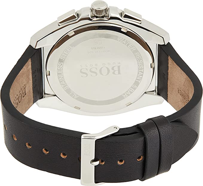  Shop Authentic Hugo Boss Aero Chronograph Black Dial Black Leather Strap Watch for Men - 1513770 - Luxxuri