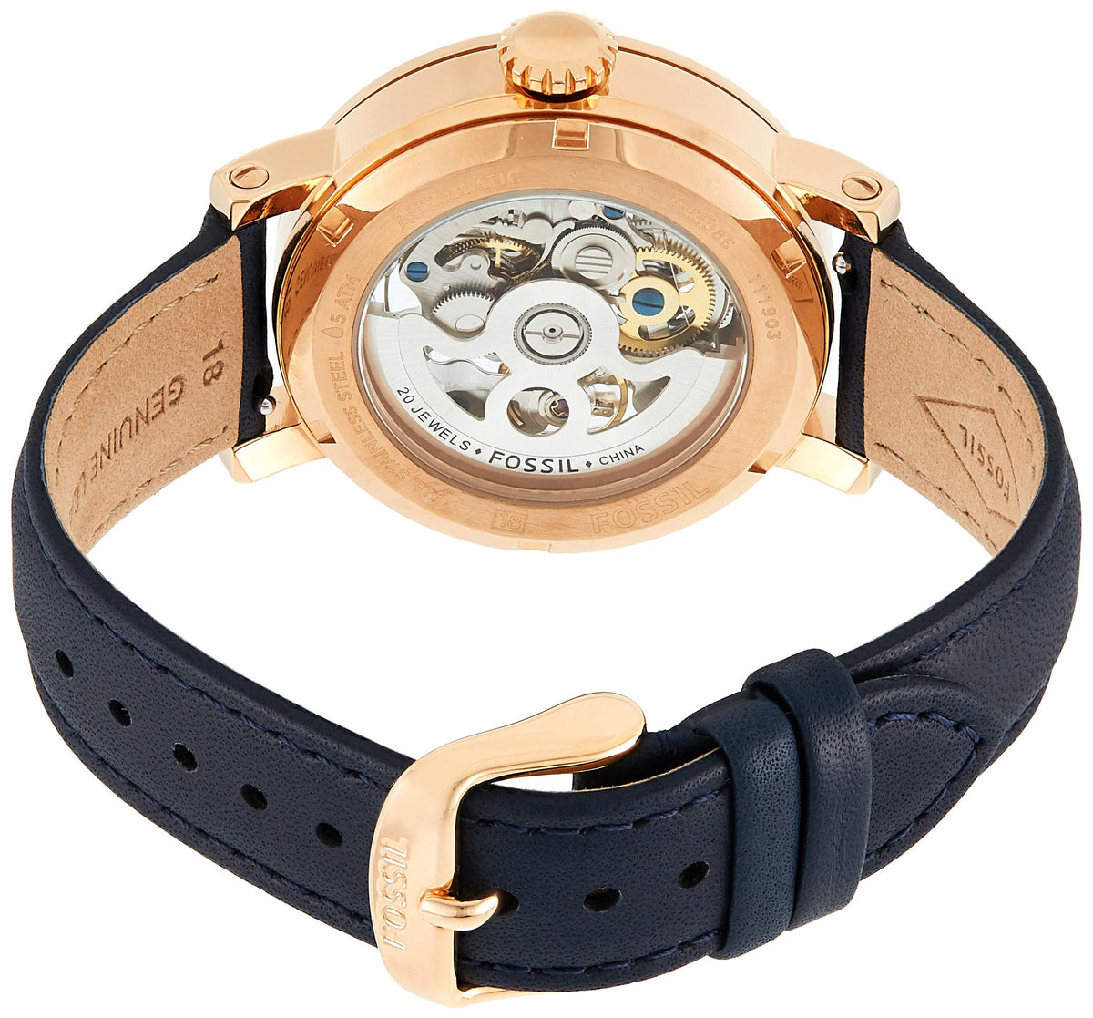  Shop Authentic Fossil Original Boyfriend Skeleton White Dial Blue Leather Strap Watch for Women - ME3086 - Luxxuri
