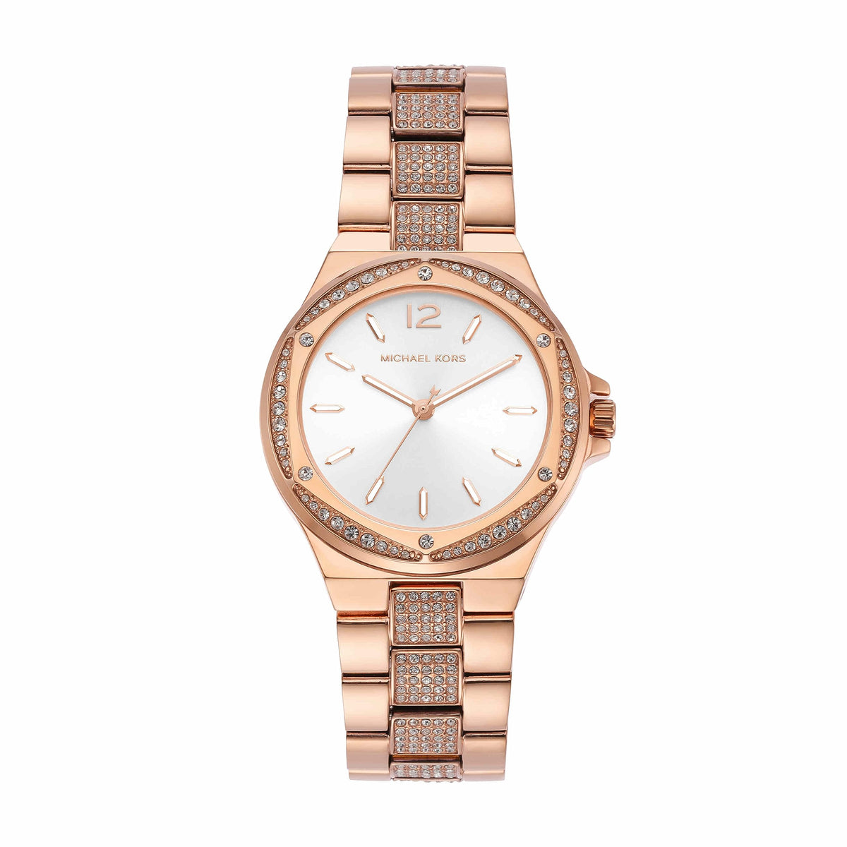  Shop Authentic Michael Kors Lennox Three-Hand Silver Dial Rose Gold Steel Strap Watch For Women - MK7362 - Luxxuri