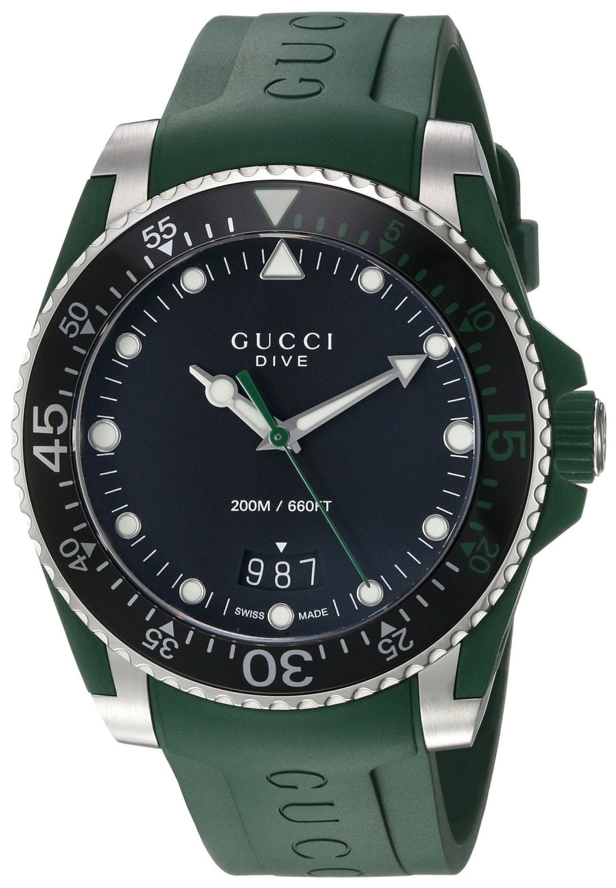  Shop Authentic Gucci Dive Black Dial Green Rubber Strap Watch For Men - YA136310 - Luxxuri