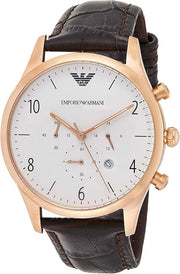  Shop Authentic Emporio Armani Beta Chronograph White Dial Brown Leather Strap Watch For Men - AR1916 - Luxxuri