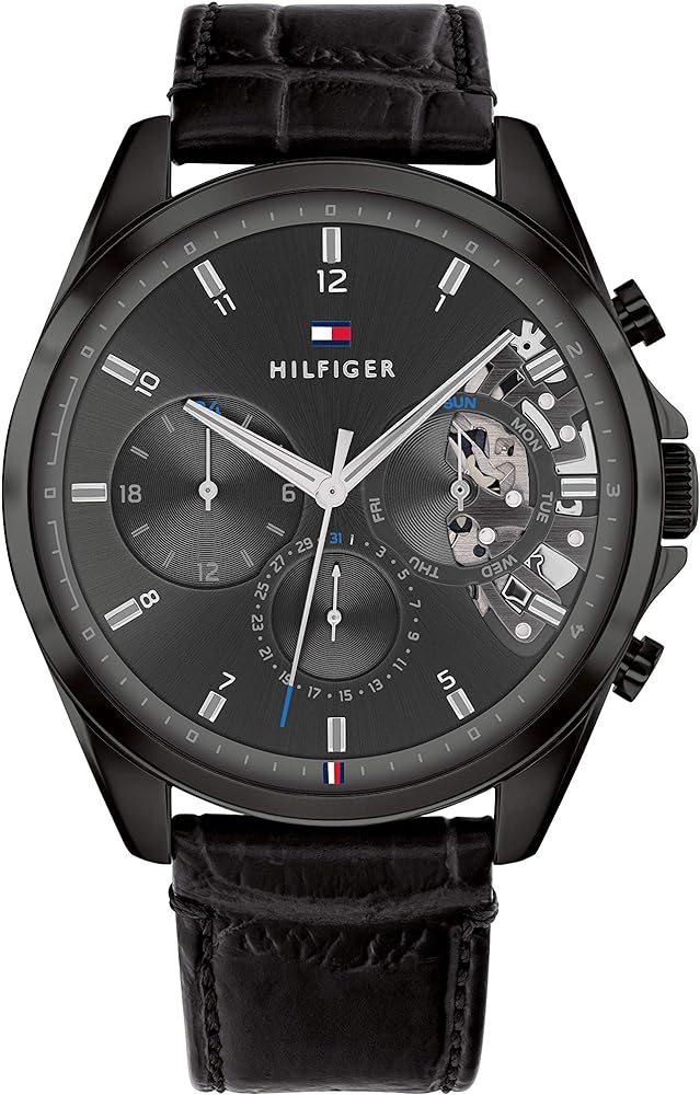  Shop Authentic Tommy Hilfiger Baker Chronograph Black Dial Black Leather Strap Watch For Men  - 1710452 - Luxxuri