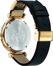  Shop Authentic Versace Palazzo Empire Greca Black Dial Black Leather Strap Watch for Women - VEDV00119 - Luxxuri