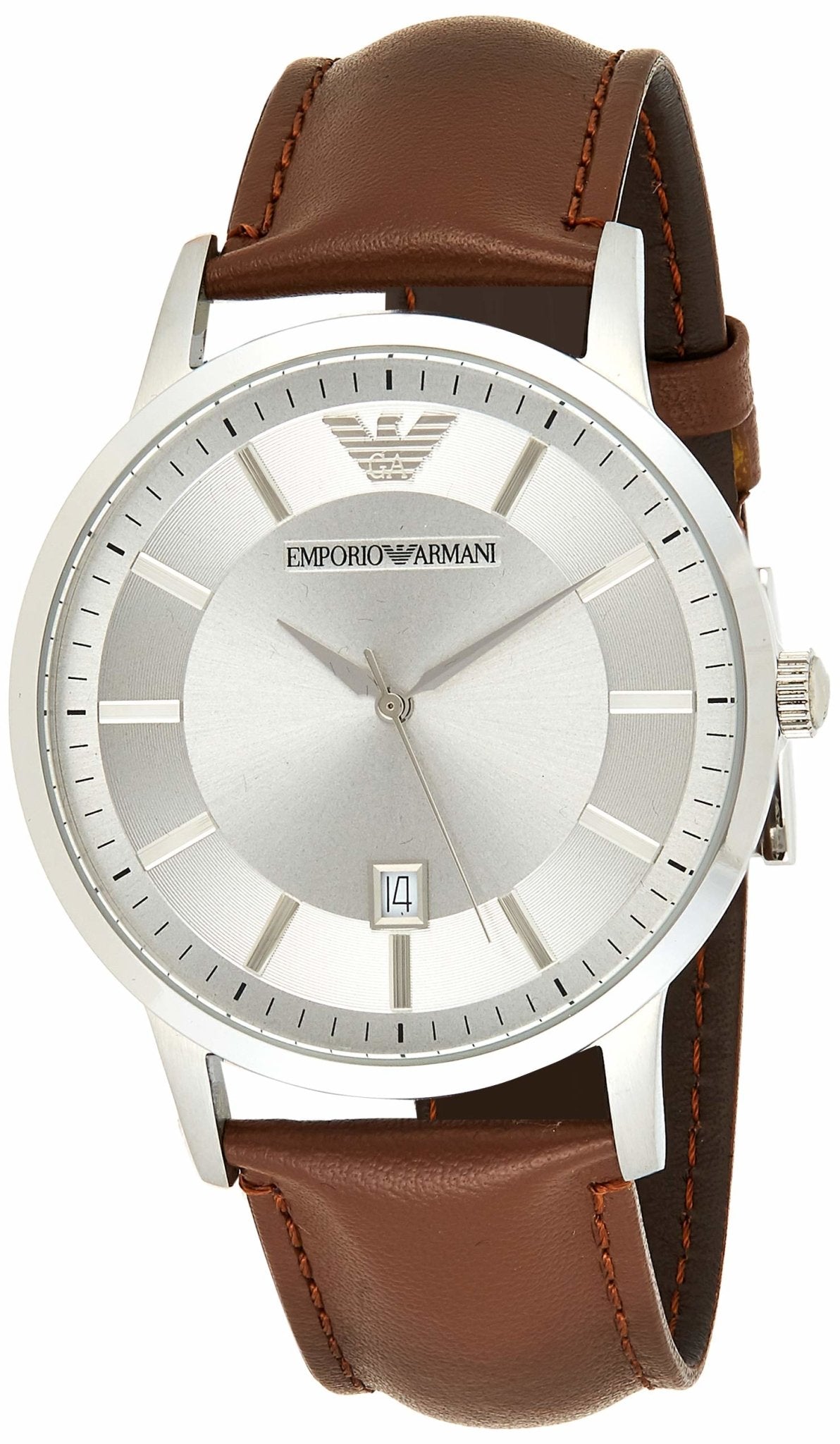  Shop Authentic Emporio Armani Renato Silver Dial Brown Leather Strap Watch For Men - AR2463 - Luxxuri