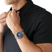  Shop Authentic Michael Kors Slim Runway Chronograph Blue Dial Grey Steel Strap Watch For Men - MK8987 - Luxxuri