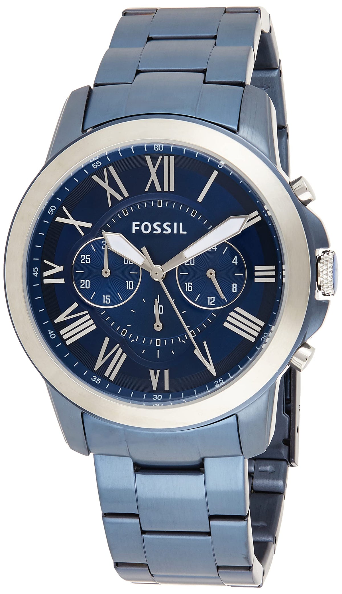  Shop Authentic Fossil Grant Chronograph Blue Dial Blue Steel Strap Watch for Men - FS5230 - Luxxuri
