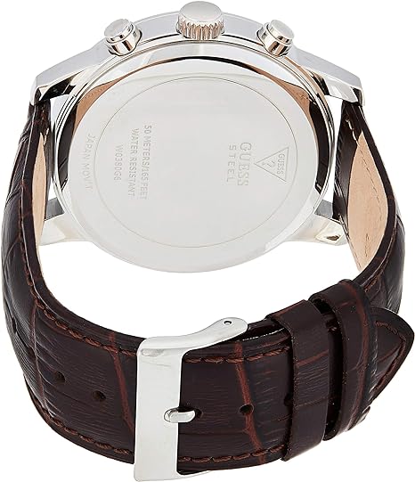  Shop Authentic Guess Horizon Chronograph Analog Blue Dial Brown Leather Strap Watch For Men - W0380G6 - Luxxuri