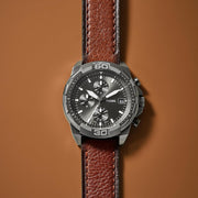  Shop Authentic Fossil Bronson Chronograph Grey Dial Brown Leather Strap Watch for Men - FS5855 - Luxxuri